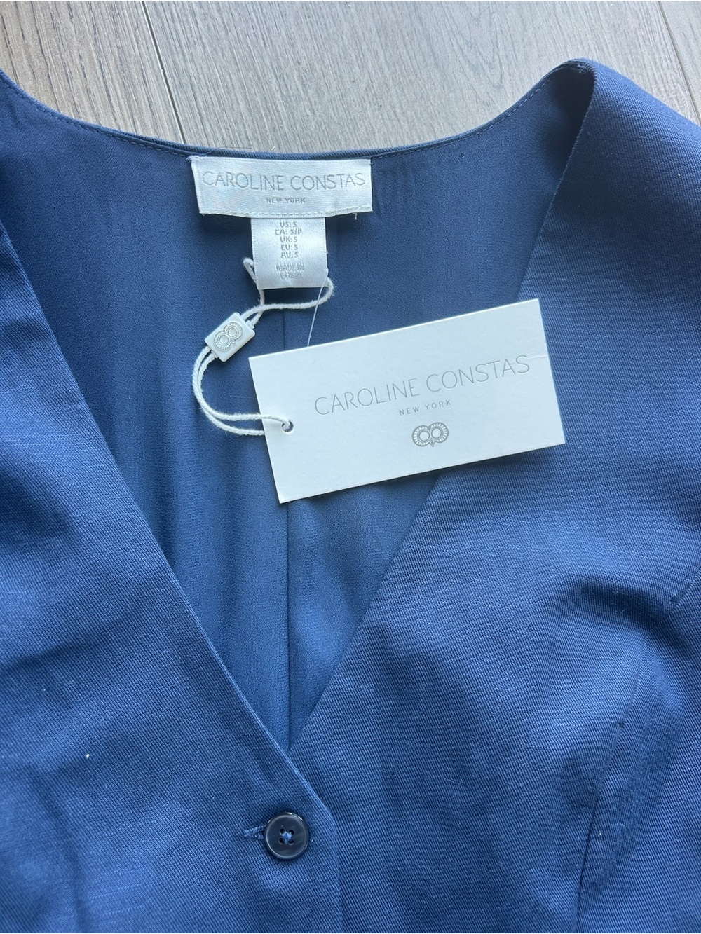 Tuckernuck Caroline Constas Blue Pleated Midi Dress with Cropped Vest Bodice NWT - Picture 3 of 4